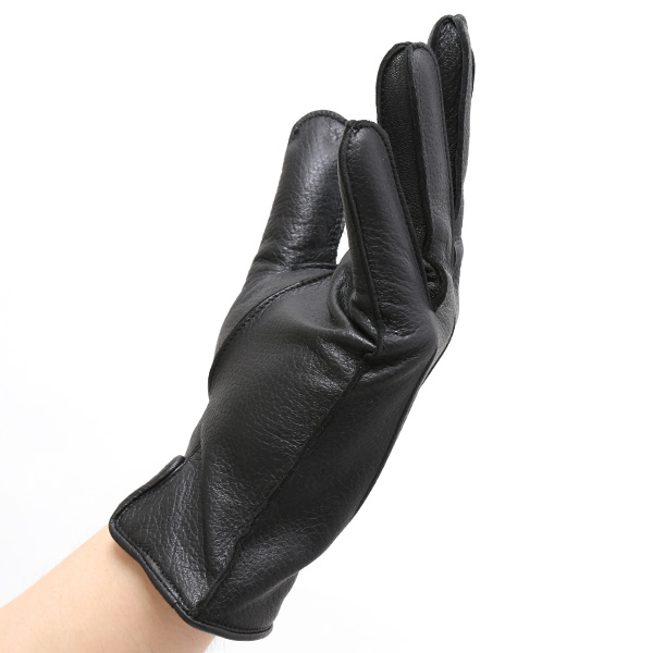  手袋 メンズ 本革 レザー カシミヤ混 カシミア混 ブラック 黒 黒色 日本製 手袋 ディアスキン(鹿革) グローブ KURODA(クロダ)