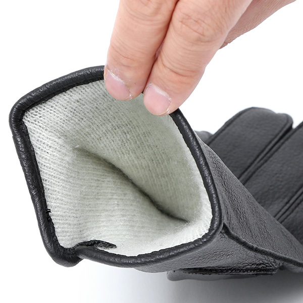  手袋 メンズ 本革 レザー カシミヤ混 カシミア混 ブラック 黒 黒色 日本製 手袋 ディアスキン(鹿革) グローブ KURODA(クロダ)