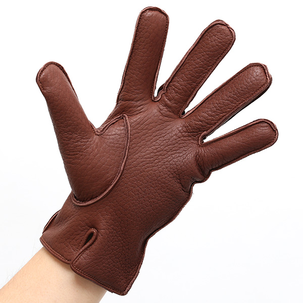  手袋 メンズ 本革 レザー カシミヤ混 カシミア混 ブラウン 茶 茶色 日本製 手袋 ディアスキン(鹿革) グローブ KURODA(クロダ)