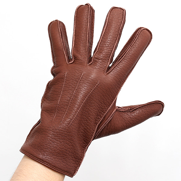  手袋 メンズ 本革 レザー カシミヤ混 カシミア混 ブラウン 茶 茶色 日本製 手袋 ディアスキン(鹿革) グローブ KURODA(クロダ)