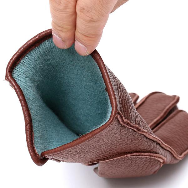  手袋 メンズ 本革 レザー カシミヤ混 カシミア混 ブラウン 茶 茶色 日本製 手袋 ディアスキン(鹿革) グローブ KURODA(クロダ)