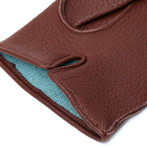  手袋 メンズ 本革 レザー カシミヤ混 カシミア混 ブラウン 茶 茶色 日本製 手袋 ディアスキン(鹿革) グローブ KURODA(クロダ)