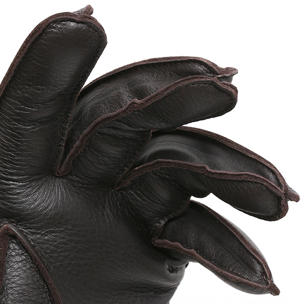  手袋 メンズ 本革 レザー カシミヤ混 カシミア混 ダークブラウン ブラウン 茶 茶色 日本製 手袋 ディアスキン(鹿革) グローブ KURODA(クロダ)