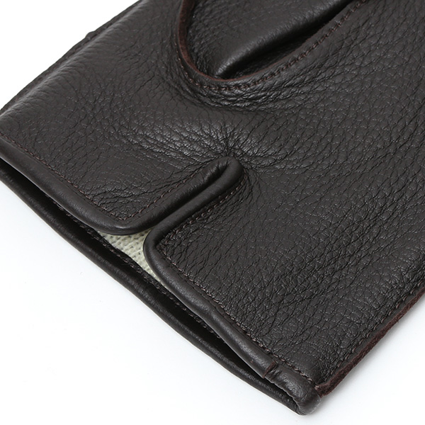  手袋 メンズ 本革 レザー カシミヤ混 カシミア混 ダークブラウン ブラウン 茶 茶色 日本製 手袋 ディアスキン(鹿革) グローブ KURODA(クロダ)