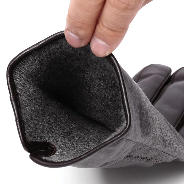  手袋 メンズ 本革 レザー カシミヤ混 カシミア混 ダークブラウン ブラウン 茶 茶色 日本製 手袋 ラムスキン(仔羊革) グローブ [KURODA(クロダ)]