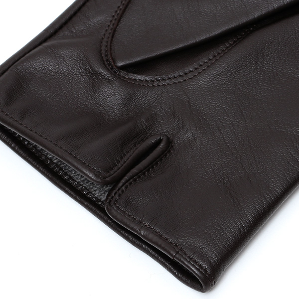  手袋 メンズ 本革 レザー カシミヤ混 カシミア混 ダークブラウン ブラウン 茶 茶色 日本製 手袋 ラムスキン(仔羊革) グローブ [KURODA(クロダ)]