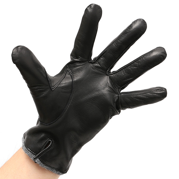 イタリア製ラムスキン(仔羊革)×カシミヤ混裏地 メンズ 手袋 ブラック 黒 黒色 本革 レザー カシミヤ混 カシミア混 高級 大人 皮 てぶくろ