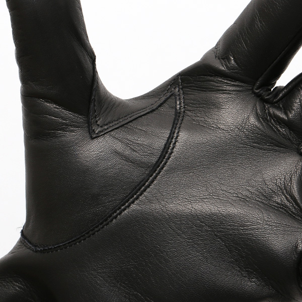 イタリア製ラムスキン(仔羊革)×カシミヤ混裏地 メンズ 手袋 ブラック 黒 黒色 本革 レザー カシミヤ混 カシミア混 高級 大人 皮 てぶくろ