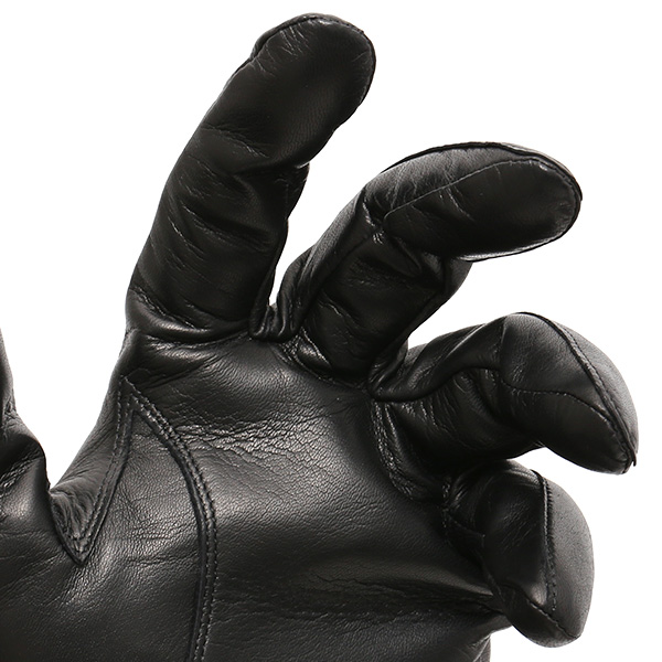 イタリア製ラムスキン(仔羊革)×カシミヤ混裏地 メンズ 手袋 ブラック 黒 黒色 本革 レザー カシミヤ混 カシミア混 高級 大人 皮 てぶくろ