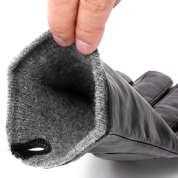 イタリア製ラムスキン(仔羊革)×カシミヤ混裏地 メンズ 手袋 ブラック 黒 黒色 本革 レザー カシミヤ混 カシミア混 高級 大人 皮 てぶくろ