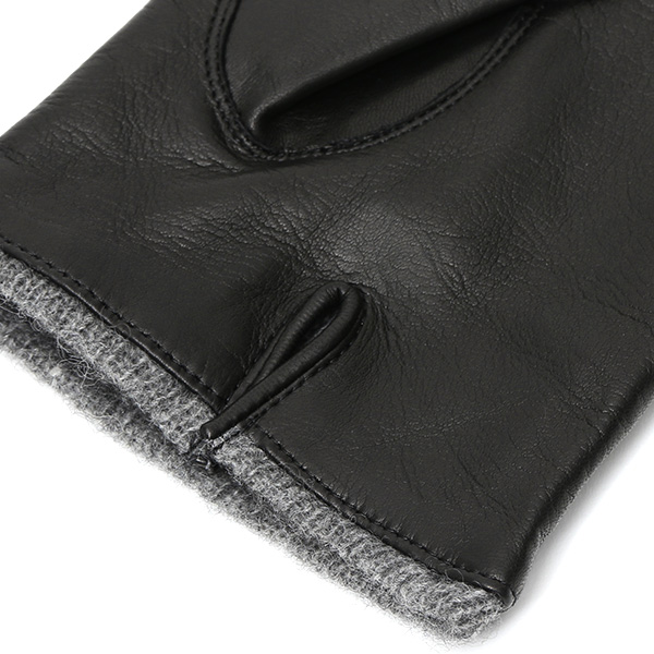 イタリア製ラムスキン(仔羊革)×カシミヤ混裏地 メンズ 手袋 ブラック 黒 黒色 本革 レザー カシミヤ混 カシミア混 高級 大人 皮 てぶくろ