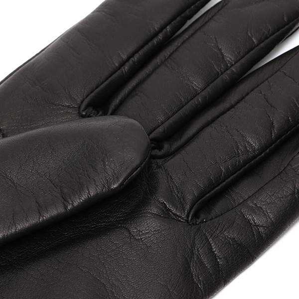 イタリア製ラムスキン(仔羊革)×カシミヤ混裏地 メンズ 手袋 ブラック 黒 黒色 本革 レザー カシミヤ混 カシミア混 高級 大人 皮 てぶくろ