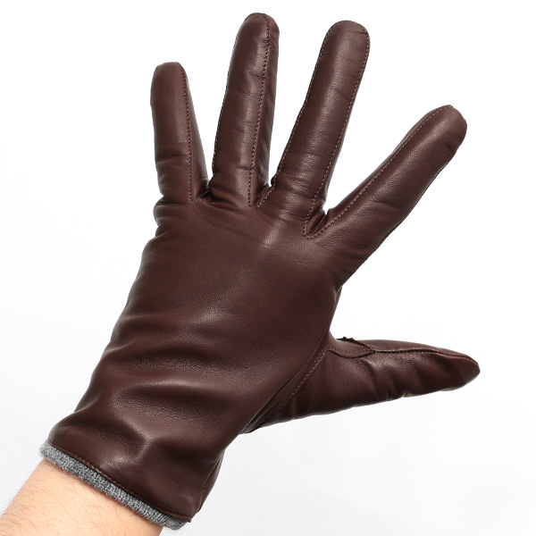  イタリア製ラムスキン(仔羊革)×カシミヤ混裏地 メンズ 手袋 ブラウン 茶 茶色 本革 レザー カシミヤ混 カシミア混 高級 大人 皮 てぶくろ
