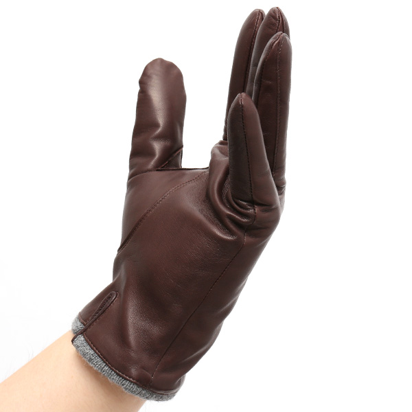  イタリア製ラムスキン(仔羊革)×カシミヤ混裏地 メンズ 手袋 ブラウン 茶 茶色 本革 レザー カシミヤ混 カシミア混 高級 大人 皮 てぶくろ