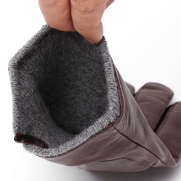  イタリア製ラムスキン(仔羊革)×カシミヤ混裏地 メンズ 手袋 ブラウン 茶 茶色 本革 レザー カシミヤ混 カシミア混 高級 大人 皮 てぶくろ