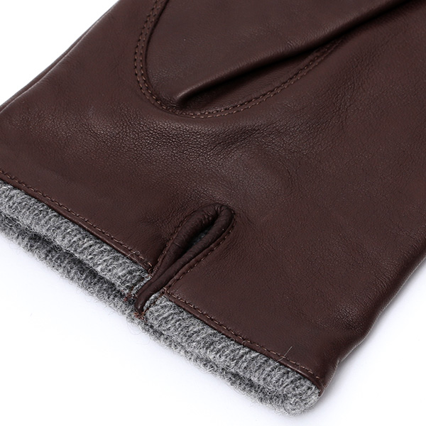  イタリア製ラムスキン(仔羊革)×カシミヤ混裏地 メンズ 手袋 ブラウン 茶 茶色 本革 レザー カシミヤ混 カシミア混 高級 大人 皮 てぶくろ