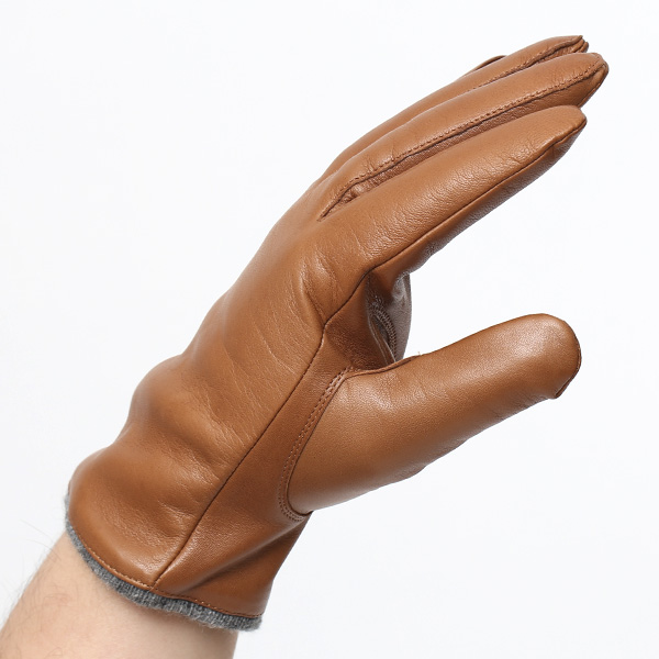  イタリア製ラムスキン(仔羊革)×カシミヤ混裏地 メンズ 手袋 ブラウン 茶 茶色 本革 レザー カシミヤ混 カシミア混 高級 大人 皮 てぶくろ