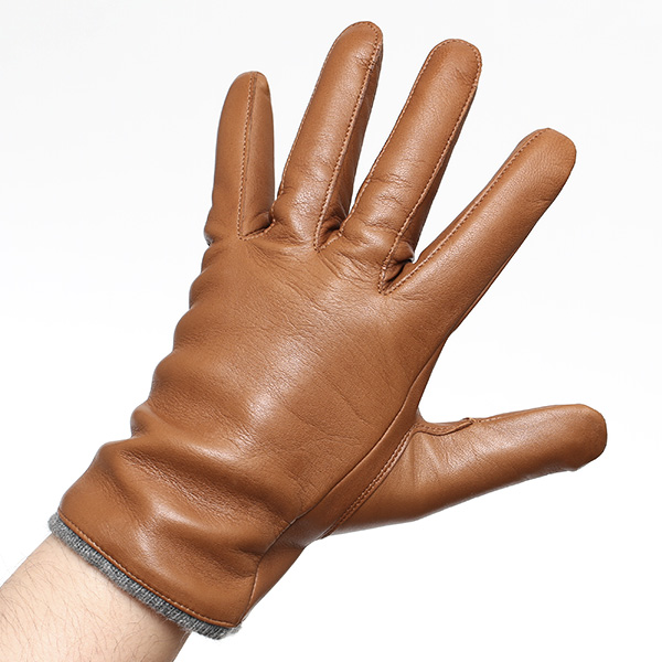  イタリア製ラムスキン(仔羊革)×カシミヤ混裏地 メンズ 手袋 ブラウン 茶 茶色 本革 レザー カシミヤ混 カシミア混 高級 大人 皮 てぶくろ