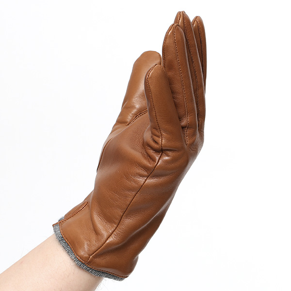  イタリア製ラムスキン(仔羊革)×カシミヤ混裏地 メンズ 手袋 ブラウン 茶 茶色 本革 レザー カシミヤ混 カシミア混 高級 大人 皮 てぶくろ