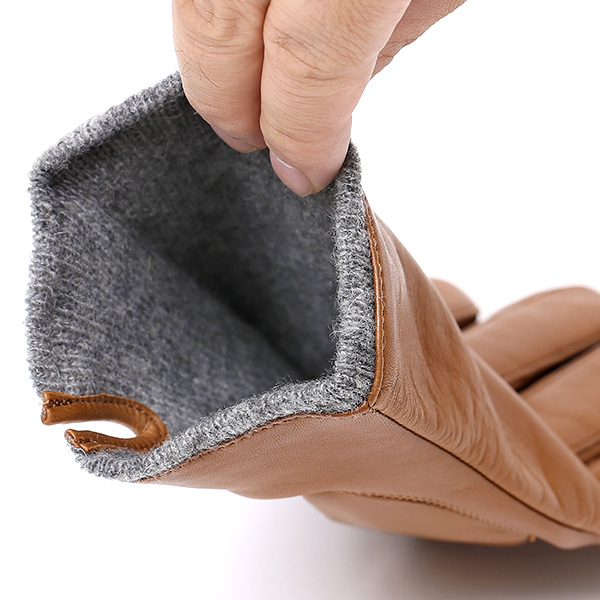  イタリア製ラムスキン(仔羊革)×カシミヤ混裏地 メンズ 手袋 ブラウン 茶 茶色 本革 レザー カシミヤ混 カシミア混 高級 大人 皮 てぶくろ