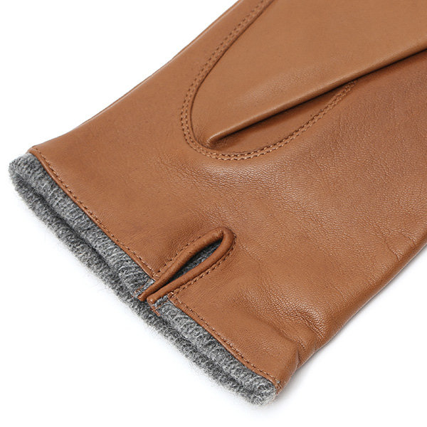  イタリア製ラムスキン(仔羊革)×カシミヤ混裏地 メンズ 手袋 ブラウン 茶 茶色 本革 レザー カシミヤ混 カシミア混 高級 大人 皮 てぶくろ