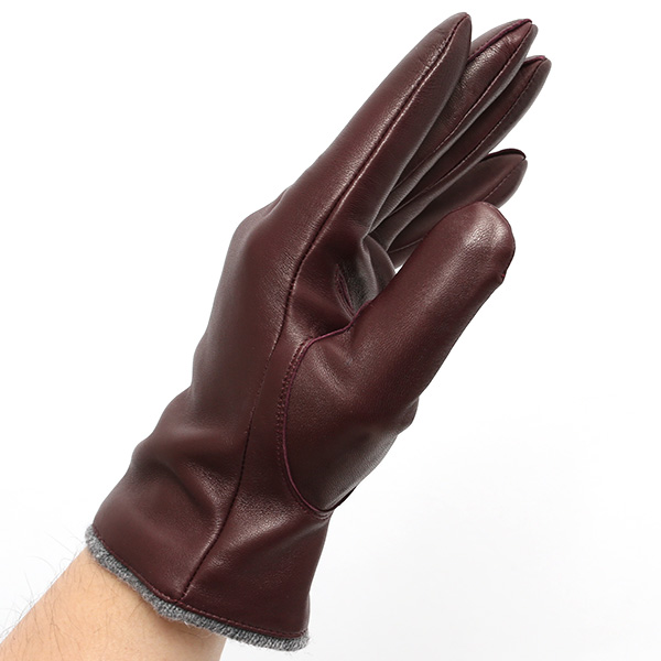  イタリア製ラムスキン(仔羊革)×カシミヤ混裏地 メンズ 手袋 ブラウン 茶 茶色 本革 レザー カシミヤ混 カシミア混 高級 大人 皮 てぶくろ