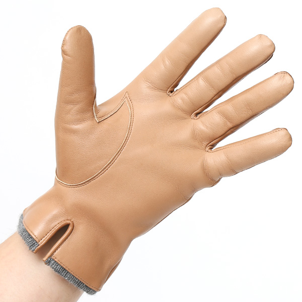  イタリア製ラムスキン(仔羊革)×カシミヤ混裏地 メンズ 手袋 ブラウン 茶 茶色 本革 レザー カシミヤ混 カシミア混 高級 大人 皮 てぶくろ