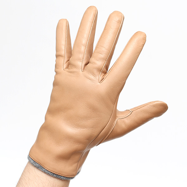  イタリア製ラムスキン(仔羊革)×カシミヤ混裏地 メンズ 手袋 ブラウン 茶 茶色 本革 レザー カシミヤ混 カシミア混 高級 大人 皮 てぶくろ