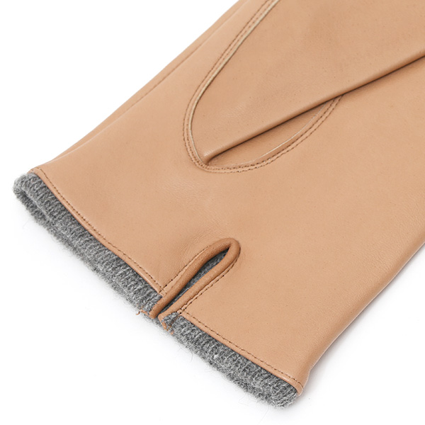  イタリア製ラムスキン(仔羊革)×カシミヤ混裏地 メンズ 手袋 ブラウン 茶 茶色 本革 レザー カシミヤ混 カシミア混 高級 大人 皮 てぶくろ
