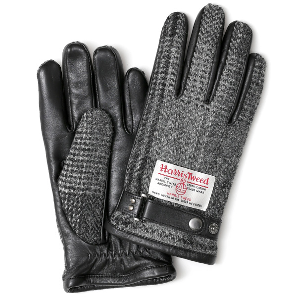 KURODA(クロダ) ハリスツイード 羊革 メンズ 手袋 グレー