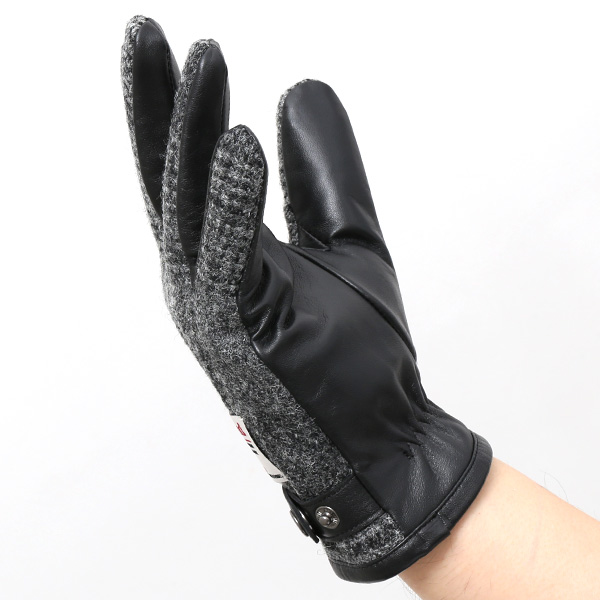  ハリスツイード(Harris Tweed) 手袋 メンズ 本革 レザー スマートフォン対応 スマホ グレー グレイ 灰色 ウール 手袋 グローブ KURODA(クロダ)