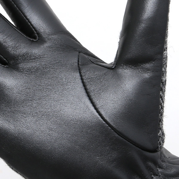  ハリスツイード(Harris Tweed) 手袋 メンズ 本革 レザー スマートフォン対応 スマホ グレー グレイ 灰色 ウール 手袋 グローブ KURODA(クロダ)