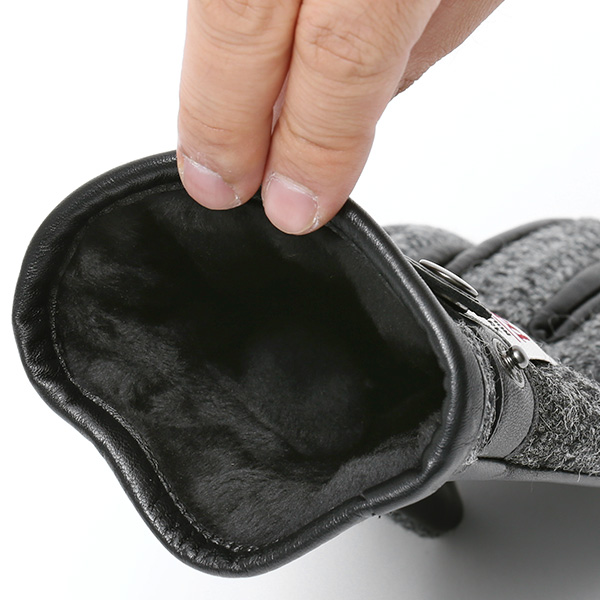  ハリスツイード(Harris Tweed) 手袋 メンズ 本革 レザー スマートフォン対応 スマホ グレー グレイ 灰色 ウール 手袋 グローブ KURODA(クロダ)