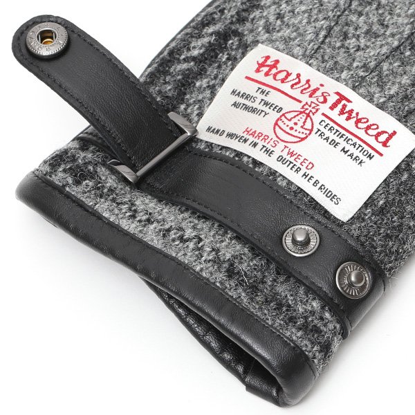  ハリスツイード(Harris Tweed) 手袋 メンズ 本革 レザー スマートフォン対応 スマホ グレー グレイ 灰色 ウール 手袋 グローブ KURODA(クロダ)