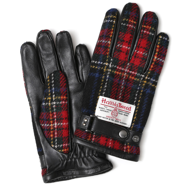 KURODA(クロダ) ハリスツイード 羊革 メンズ 手袋 レッド