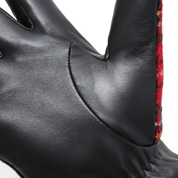  ハリスツイード(Harris Tweed) 手袋 メンズ 本革 レザー スマートフォン対応 スマホ レッド ワイン 赤色 ウール 手袋 グローブ KURODA(クロダ)