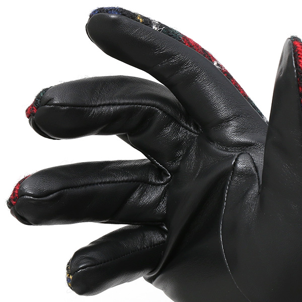  ハリスツイード(Harris Tweed) 手袋 メンズ 本革 レザー スマートフォン対応 スマホ レッド ワイン 赤色 ウール 手袋 グローブ KURODA(クロダ)