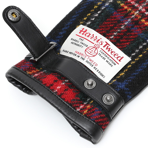  ハリスツイード(Harris Tweed) 手袋 メンズ 本革 レザー スマートフォン対応 スマホ レッド ワイン 赤色 ウール 手袋 グローブ KURODA(クロダ)