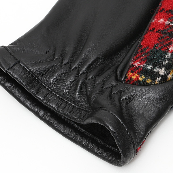  ハリスツイード(Harris Tweed) 手袋 メンズ 本革 レザー スマートフォン対応 スマホ レッド ワイン 赤色 ウール 手袋 グローブ KURODA(クロダ)