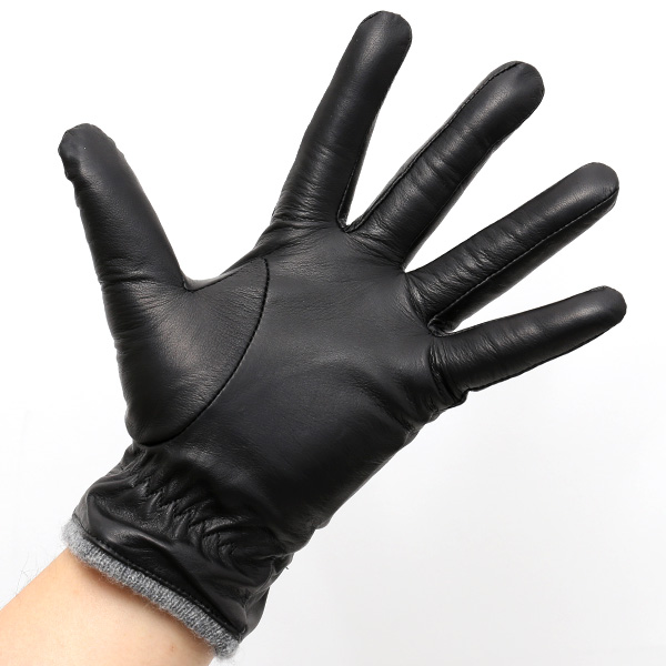  手袋 メンズ 本革 レザー カシミヤ混 カシミア混 ブラック 黒 黒色 手袋 ラムスキン(イタリア製羊革) グローブ KURODA(クロダ)