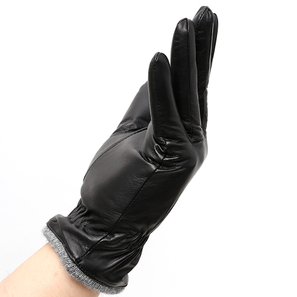  手袋 メンズ 本革 レザー カシミヤ混 カシミア混 ブラック 黒 黒色 手袋 ラムスキン(イタリア製羊革) グローブ KURODA(クロダ)