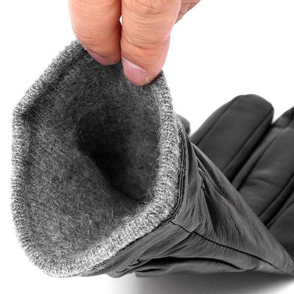  手袋 メンズ 本革 レザー カシミヤ混 カシミア混 ブラック 黒 黒色 手袋 ラムスキン(イタリア製羊革) グローブ KURODA(クロダ)