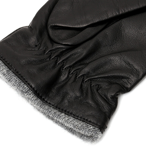  手袋 メンズ 本革 レザー カシミヤ混 カシミア混 ブラック 黒 黒色 手袋 ラムスキン(イタリア製羊革) グローブ KURODA(クロダ)