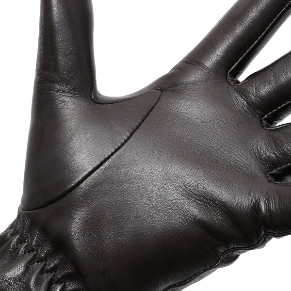  手袋 メンズ 本革 レザー カシミヤ混 カシミア混 ダークブラウン ブラウン 茶 茶色 手袋 ラムスキン(イタリア製羊革) グローブ KURODA(クロダ)