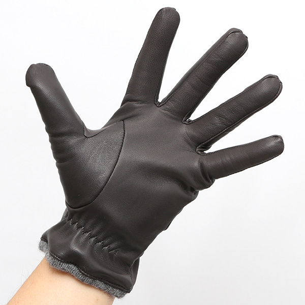  手袋 メンズ 本革 レザー カシミヤ混 カシミア混 ダークグレー グレー グレイ 灰色 手袋 ラムスキン(イタリア製羊革) グローブ KURODA(クロダ)