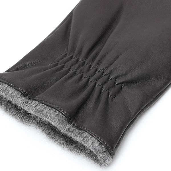  手袋 メンズ 本革 レザー カシミヤ混 カシミア混 ダークグレー グレー グレイ 灰色 手袋 ラムスキン(イタリア製羊革) グローブ KURODA(クロダ)