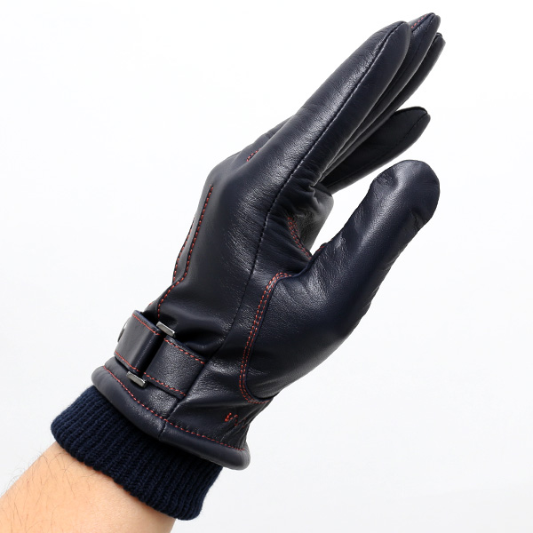  創業40年の手袋専門ブランドKURODA ラムスキン(仔羊)革手袋 メンズ ブルー ネイビー 青色 本革 レザー 男性 男 プレゼント クリスマス ギフト