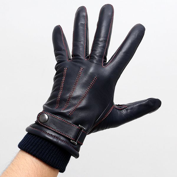  創業40年の手袋専門ブランドKURODA ラムスキン(仔羊)革手袋 メンズ ブルー ネイビー 青色 本革 レザー 男性 男 プレゼント クリスマス ギフト