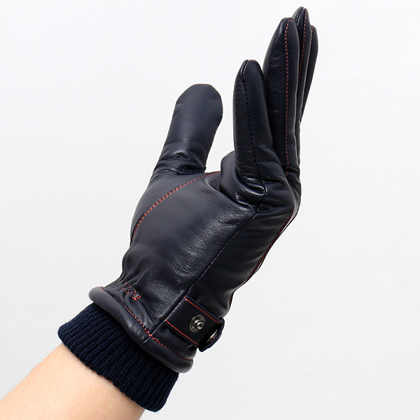  創業40年の手袋専門ブランドKURODA ラムスキン(仔羊)革手袋 メンズ ブルー ネイビー 青色 本革 レザー 男性 男 プレゼント クリスマス ギフト