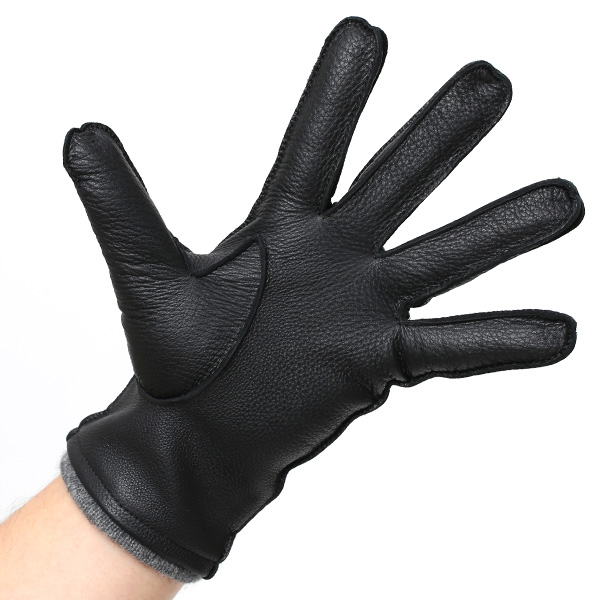  手袋 メンズ 本革 レザー カシミヤ混 カシミア混 ブラック 黒 黒色 手袋 ディアスキン(鹿革) グローブ KURODA(クロダ)
